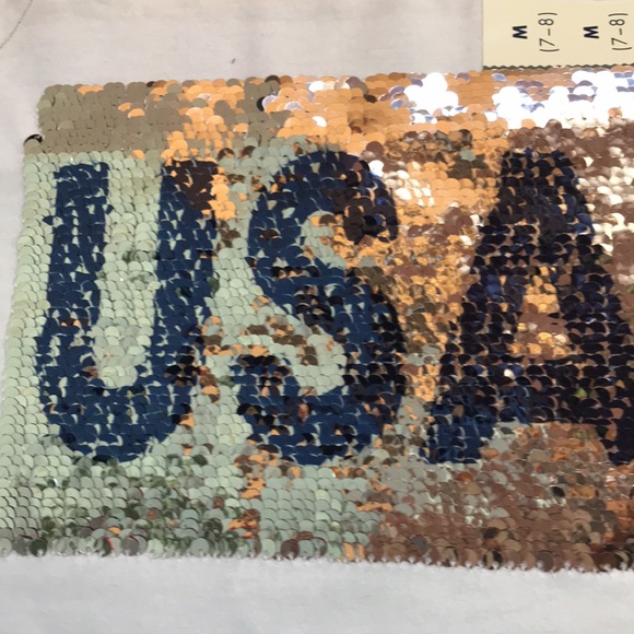 Girls patriotic tee with reversible sequin message - Picture 4 of 7